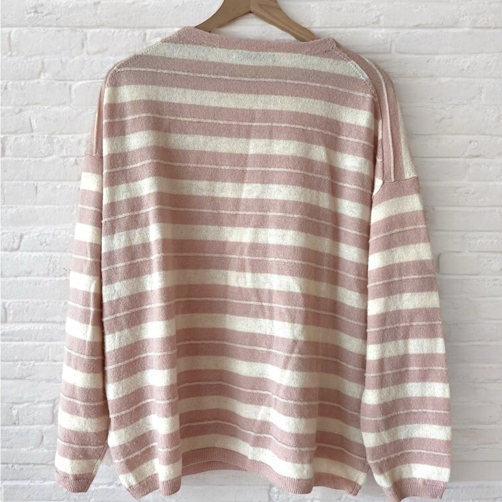 All Saints Cassia Jumper Striped Oversized Pink and Cream Size XS - Picture 11 of 12
